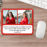 Mouse Pad Personalizat cu 2 poze și text - fundal roșu