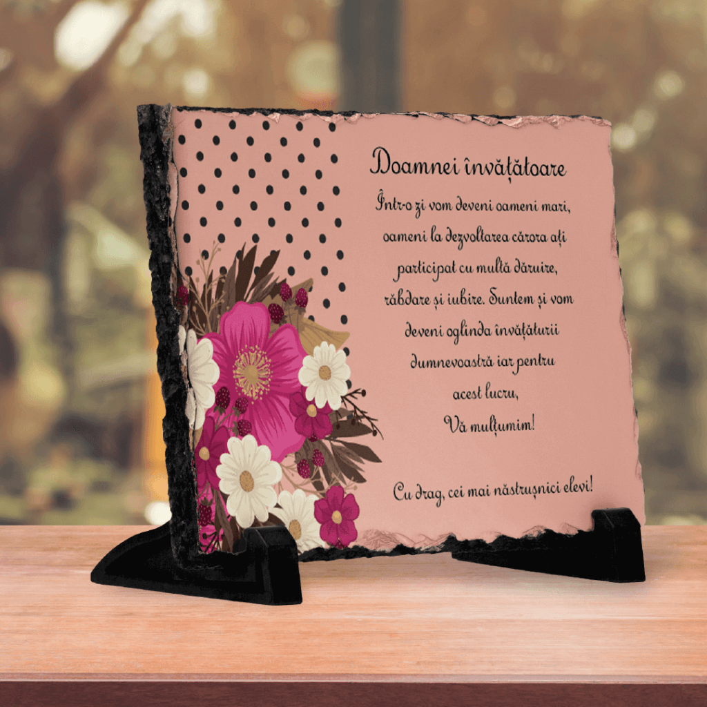 Poezii Pentru Doamna învățătoare Piatră Ardezie Personalizată cu mesaj pentru doamna învățătoare - PrintBox