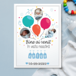 Tablou Personalizat Baby Boy - Design "Baloane"