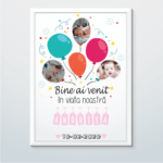 Tablou Personalizat Baby Girl - Design "Baloane"