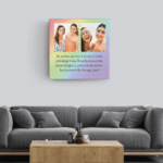 Tablou Canvas Pătrat Personalizat cu 2 poze și mesaj - Curcubeu