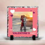 Piatră Ardezie Pătrată Personalizată cu poză - Happy Valentine's