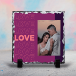 Piatră Ardezie Pătrată Personalizată cu poză - LOVE