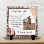 Piatră Ardezie Pătrată Personalizată cu poză și mesaj pentru Iubită