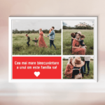 Tablou Personalizat cu 3 poze și mesaj - Family