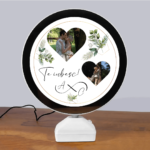 Oglindă Magică cu Led Personalizată cu 2 poze, inițiale și mesaj -Te iubesc!