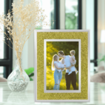 Ramă Foto Sticlă Personalizată cu o poză 10×15 cm – Auriu Glitter