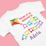 Tricou pentru copii personalizat cu nume și text - Prima zi de grădiniță