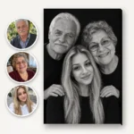 Pozele bunicilor și nepoatei, în cercuri, și portretul lor de familie stil studio